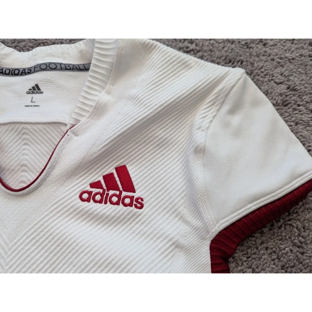 Adidas Football Jersey Mens‎ Small White CDN J Athletic Sports V-Neck